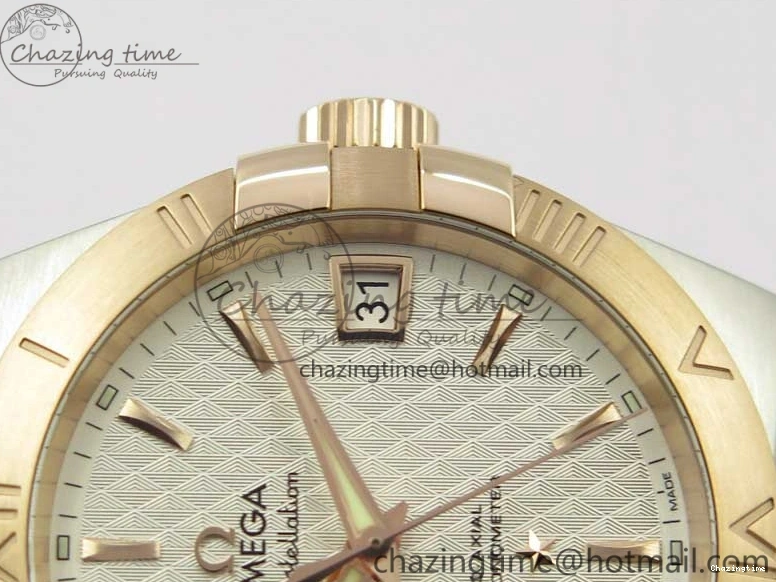 0208 Stylish Constellation 38mm SS RG VSF 1:1 Best Edition WhiteTextured Dial on SS RG Bracelet A8500 Super Clone 7921